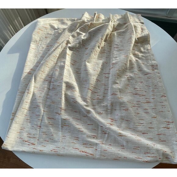 Vintage 70s curtain, beige and orange, thick woven, single pleated panel - Picture 9 of 9